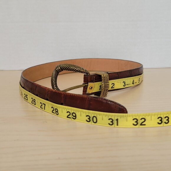 Vintage Brighton 50108 Croc Embossed Brown Leather Brass Buckle Belt Size S - Picture 12 of 14